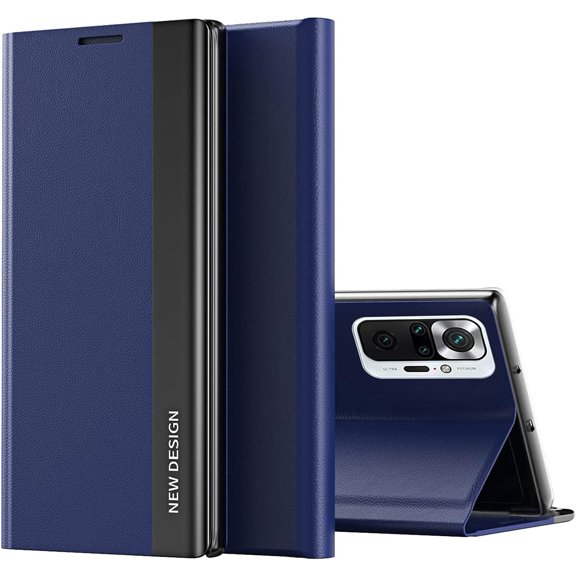 for Xiaomi Redmi Note 10 5G (NOT 4G) Bracket Pagnetic Leather Cover for Xiaomi Poco M3 Pro TPU Shockproof Protection Flip Phone Case for Xiaomi Redmi Note 10 5G/Poco M3 Pro CX Deep Blue