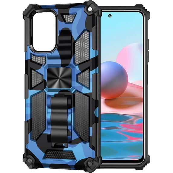 for Xiaomi Redmi Note 10 Pro (Not Note 10) Camouflage Design Case Heavy Duty Shockproof Protection Military Grade Built-in Magnetic Kickstand Cover for Redmi Note 10 Pro Max MC Dark Blue
