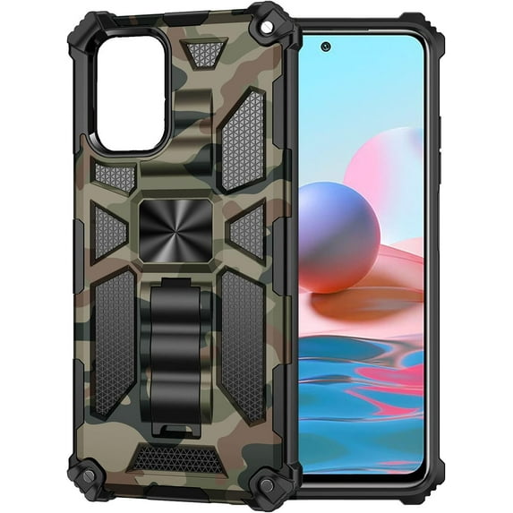 for Xiaomi Redmi Note 10 Pro (Not Note 10) Camouflage Design Case Heavy Duty Shockproof Protection Military Grade Built-in Magnetic Kickstand Cover for Redmi Note 10 Pro Max MC Army Green