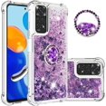 thumbnail image 1 of for Xiaomi Redmi Note 11 4G Glitter Case with Ring Holder, Bling Sparkle Floating Liquid Soft TPU Cushion Fashion Clear Case Cover for Xiaomi Redmi Note 11 4G/Redmi Note 11S  Purple, 1 of 14