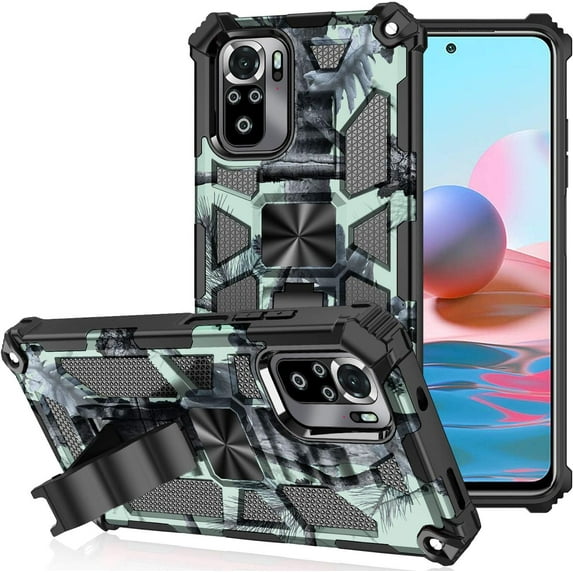 for Xiaomi Redmi Note 11 Pro Camouflage Case, Heavy Duty Shockproof Protection Military Grade Built-in Magnetic Kickstand Camo Cover for Xiaomi Redmi Note 11 Pro+/11 Pro MC Mint Green