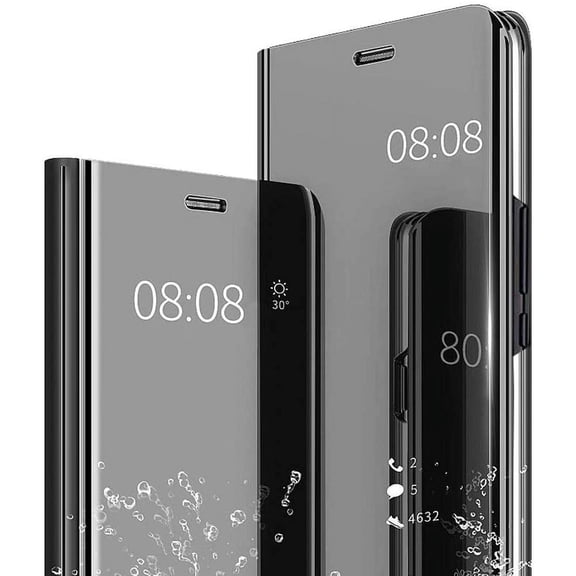 for Xiaomi Redmi Note 11 Pro Makeup Mirror Phone Case Support Wireless Charging,Luxury Clear View Smart Display Case Phone Cover for Xiaomi Mi Redmi Note 11 Pro/Redmi Note 11 Pro+ QH Black