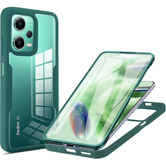 for Xiaomi Redmi Note 12 5G Clear Case with Screen Protector, Slim Shockproof Soft TPU Bumper Full Body Protection Phone Cover Case for Xiaomi Redmi Note 12 5G/ Poco X5 QC Green