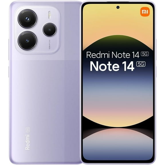 Xiaomi Redmi Note 14 5G + LTE (for T-Mobile, Mint, Tello, Metro) (512GB + 12GB) 6.67" NFC 120Hz 108MP AI Triple Cam Unlocked Model 24094RAD4G Dual Sim (Lavender Purple)