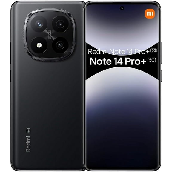 Xiaomi Redmi Note 14 Pro+ Plus 5G + 4G LTE (for T-Mobile, Mint, Tello, Metro) (256GB + 8GB) NFC 6.67" 120Hz 200MP Pro AI Camera Model 24115RA8EG Unlocked Dual Sim (Midnight Black)