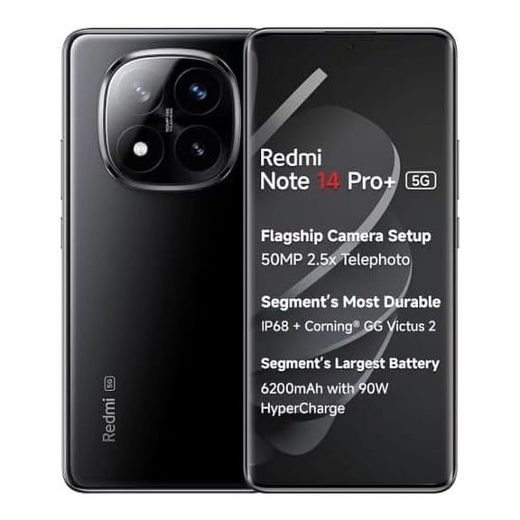 Redmi Note 14 Pro Plus 5G 256GB ROM 8GB RAM Dual SIM GSM Unlocked - Midnight Black