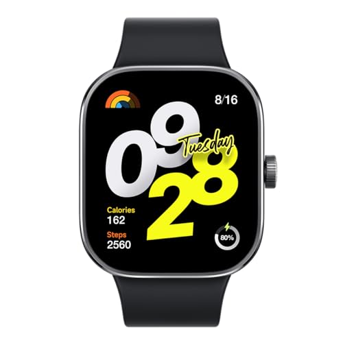 Xiaomi Redmi Watch 4 Smartwatch with 1.97" AMOLED display with 390 x 450 pixels and 60Hz, up to 20 days battery life, HyperOS - Obsidian Black
