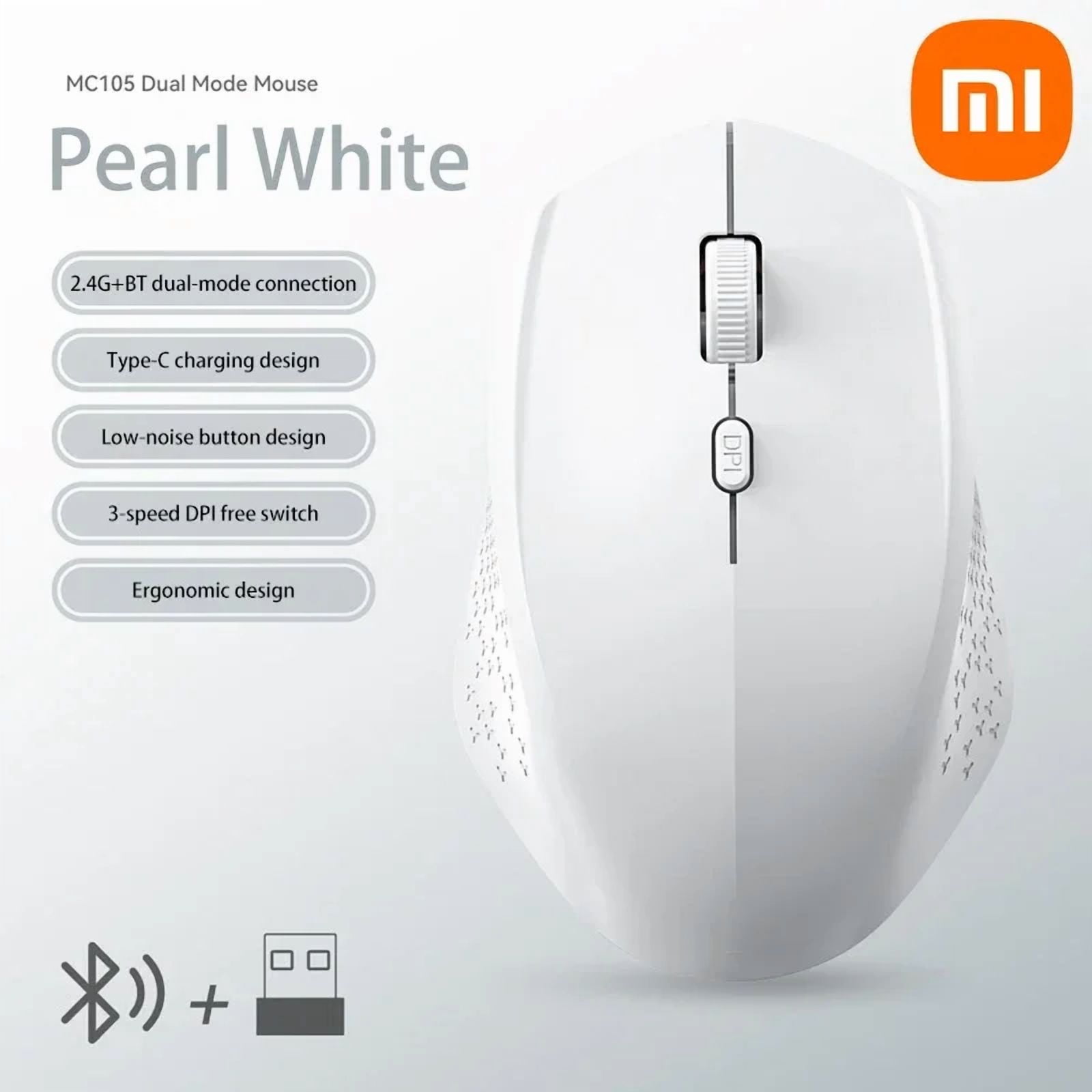 Xiaomi Wireless Bluetooth Mouse 2.4Ghz 1600 DPI Ergonomics Dual Model Type-C Rechargeable Mini Mute Mouses For PC Android Ios