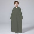 thumbnail image 1 of Xiaowennn Arabic Thobe Thobe Long Sleeve Hooded Embroidery Kaftan Robe With Zipper Up For Boys Girls Kids Shirts, 1 of 6