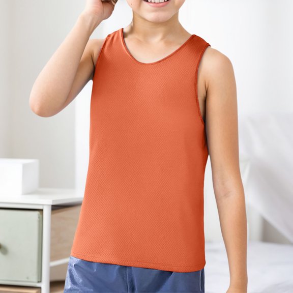 Xiaowennn Children Sleeveless Solid Vest Tops Casual Popularity Side Wide Fork Fitness Sports Garment Loose Vest Long Sleeve Shirts for Youth Boys