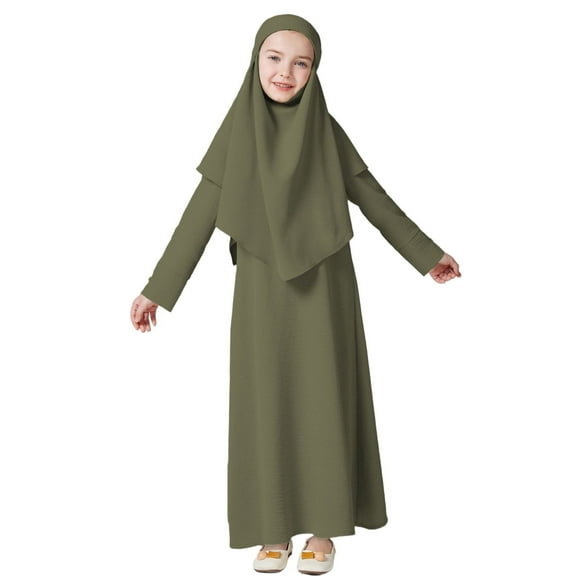 Xiaowennn Dress For Girls Long Sleeve Prayer Dress Hijab For Kids Girls Abaya Girls Skirts