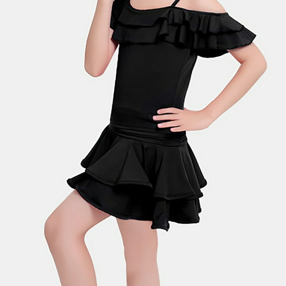 Xiaowennn Girl's Dance Skirt Latin Ballroom Tango Practice Dress With Boy Shorts Girl Skirts with Shorts