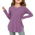 thumbnail image 1 of Xiaowennn Girls Long Sleeve Shirts Kids Arc Hem Side Slit Soft Tunic Tops T Shirts Toddler Girl Dinosaur Shirt, 1 of 6