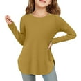 thumbnail image 1 of Xiaowennn Girls Long Sleeve Shirts Kids Arc Hem Side Slit Soft Tunic Tops T Shirts Tee Shirts for Kids, 1 of 6