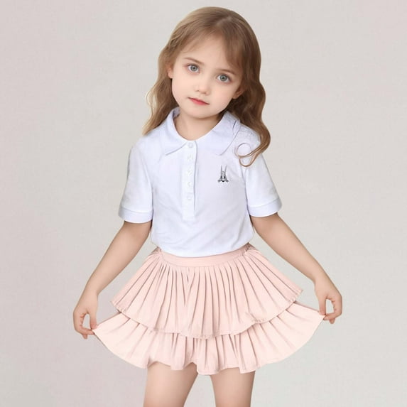 Xiaowennn Girls Mini Pleated Skirt Skort For Toddler Girls Summer Ruffle Tutu Skirt With Shorts Underneath Cardigans for Toddler Girls 2t