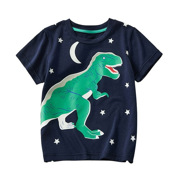 Xiaowennn Kid Dinosaur Print Sports Casual Comfortable Crew Neck Short Sleeve T Shirt For Kids Muscle Tops Boys