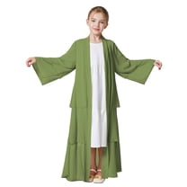 Xiaowennn Kids Chiffon Abaya For Girls Open Front Cardigan Dress Robe Shirt Toddler