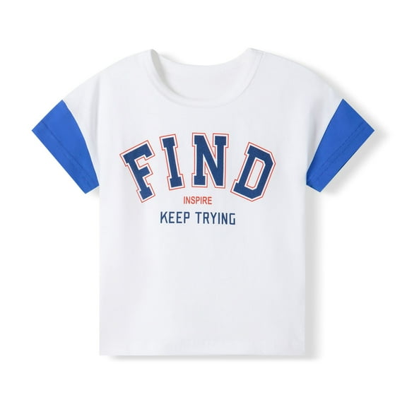 Xiaowennn Toddler Little Boys T Shirts Short Sleeve Crewneck Top Tee Letter Printed Shirts For Little Boys Tops Size 5