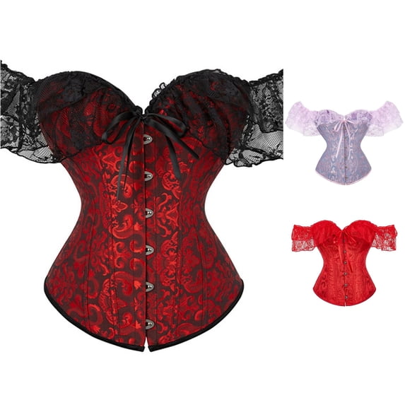 Xiaoxatg Bodysuits for Women Body Shaping Bustier for Brides Elegant Lace Sleeve Corset Waist Cincher for Formal Attire and Dresses XXL