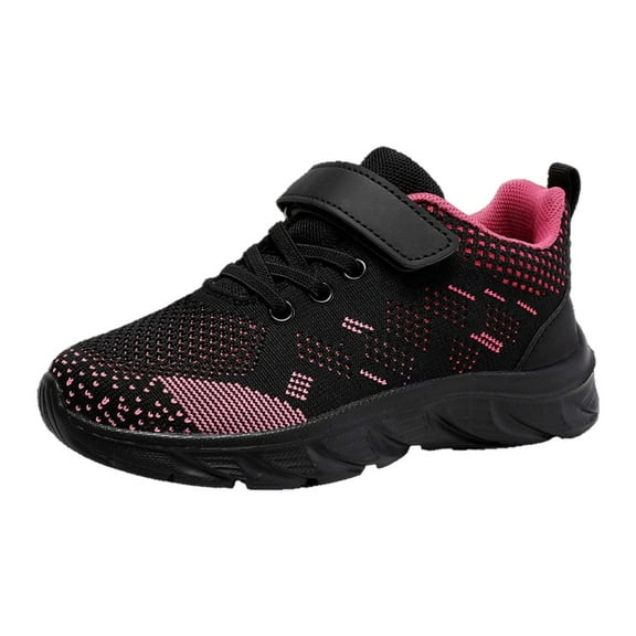 Xiaoxatg Boys Athletic Running Shoes Lightweight Breathable Mesh Casual Fashion Woven Design Non- Sole Durable Comfortable Footwear For Children 7 Hot Pink