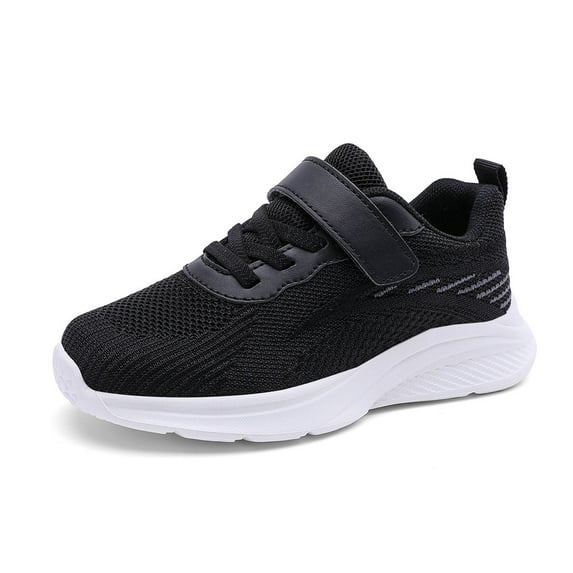 Xiaoxatg Boys Athletic Sports Shoes Lightweight Breathable Training Footwear For Kids Durable Comfortable Flexible Sole Support Casual Walking And Running 13-13.5 Years Black
