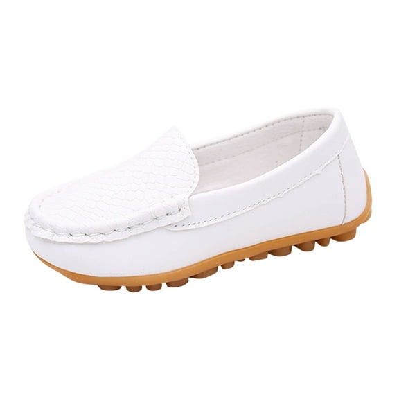 Xiaoxatg Boys Casual On Loafers Soft Sole Flat Boat Shoes For Toddler Comfort Wear 6 White