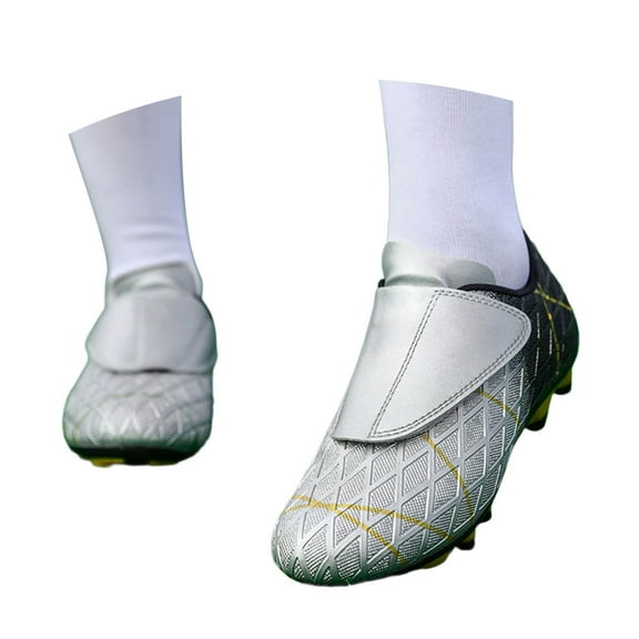 Xiaoxatg Boys Football Boots Unisex Kids Cleats Outdoor Training Athletic Footwear For Youth And Children 13-13.5 Years Silver