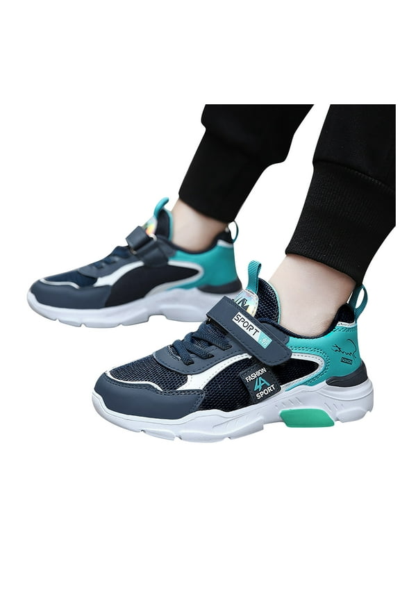 Boys Girls Kids Athletic Running Shoes Lightweight Tennis Sneakers For Children Durable Comfortable Walking Footwear 14.5-15 Years Blue