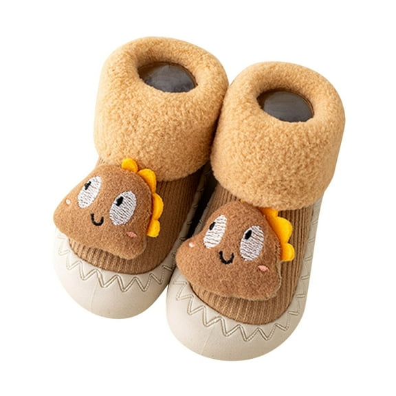 Xiaoxatg Boys Girls Sneakers Baby Sneakers for Toddlers Winter Soft Sole Indoor Non- Warm Cartoon Animal Footwear Floor Socks 6-12 Months Yellow