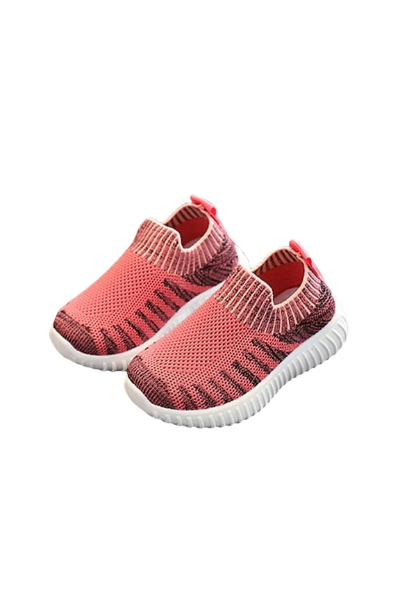 Boys Girls Sneakers Breathable Sock Sneakers For Toddler Walking Boys Girls Non Flexible Sole Lightweight Comfortable Machine Washable Footwear 2-2.5 Years Red