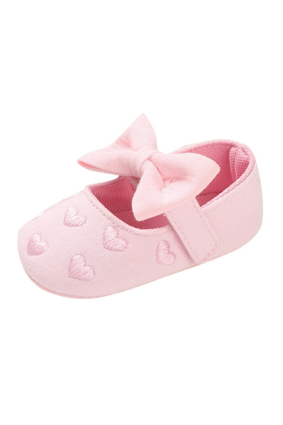 Boys Girls Sneakers Toddler Kids Girls Heart Print Bow Soft Sole First Walking Sneakers for Early Steps Development 0-3 Months Pink