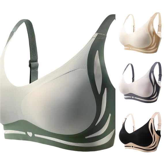 Xiaoxatg Bras for Older Women Front Side Buckle Lace No Steel Ring Seamless Gathering Adjustment Yoga Large Sleep Mint Green L