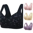 thumbnail image 1 of Xiaoxatg Bras for Women Full Coverage Lace Gathered Bra Straps Cup Underwear no Underwire with Soft Breathable Comfort Black XXXL, 1 of 4