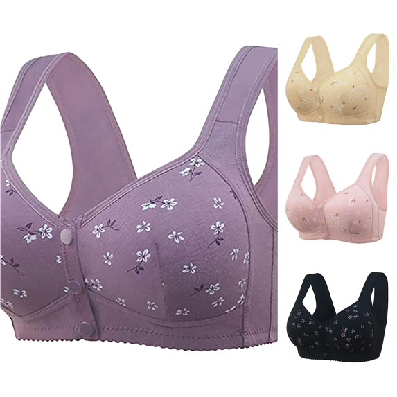 Xiaoxatg Bras for Women Full Coverage Lace Gathered Bra Straps Cup Underwear no Underwire with Soft Breathable Comfort Purple XXXXXL