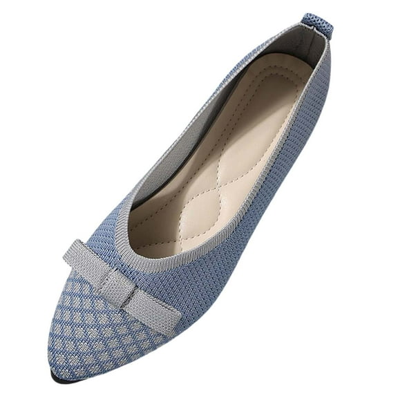 Xiaoxatg Comfortable Women's Flat Shoes with Bow Design for Everyday Wear and 9 Blue