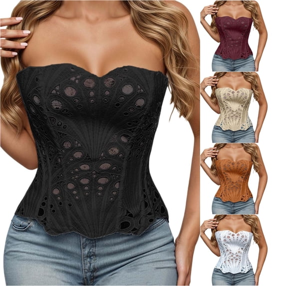 Xiaoxatg Corsets for Women Elegant Cosplay Style Lace Up Corset Dress for Party Casual Outfit Spring Summer Fall Occasions Black L