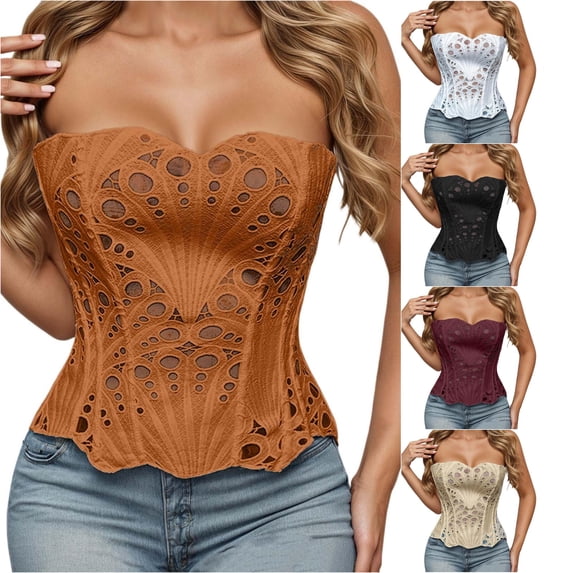 Xiaoxatg Corsets for Women Elegant Cosplay Style Lace Up Corset Dress for Party Casual Outfit Spring Summer Fall Occasions Gold L