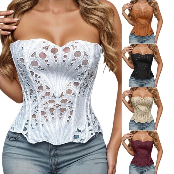 Xiaoxatg Corsets for Women Elegant Cosplay Style Lace Up Corset Dress for Party Casual Outfit Spring Summer Fall Occasions White XS