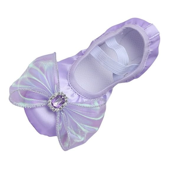 Xiaoxatg Elegant Girls Ballet Performance Dance Sneakers with Lace Bow Design for Yoga and Play Comfort 3.5-4 Years Purple