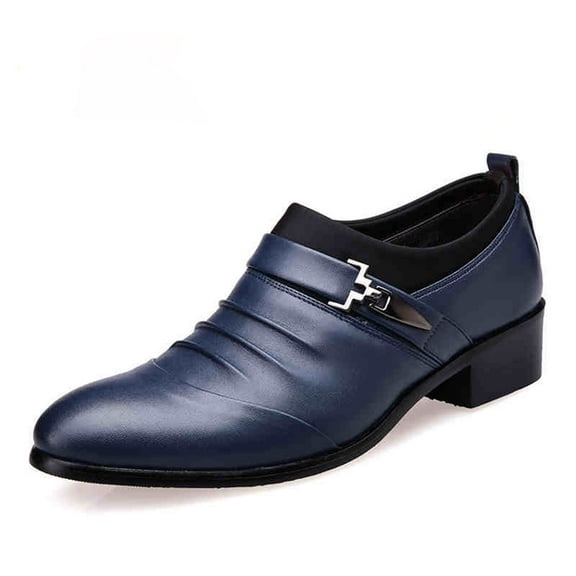 Xiaoxatg Fashion Men's Breathable Comfortable Business On Work Leisure Solid Color Leather Shoes for Versatile Wear 12 Blue