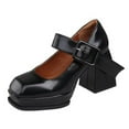 thumbnail image 1 of Xiaoxatg Fashionable Women's Casual Shoes Buckle High Heels Thick Heels Leather Design for Everyday Wear 8.5 Black, 1 of 6