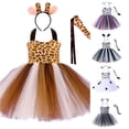 thumbnail image 1 of Xiaoxatg Girl Christmas Dress Tiger Leopard Cow Animal Cosplay Party Tutu for Kids Performance Brown 3-4 Years, 1 of 7
