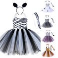 thumbnail image 1 of Xiaoxatg Girl Christmas Dress Tiger Leopard Cow Animal Cosplay Party Tutu for Kids Performance Grey 5-6 Years, 1 of 7