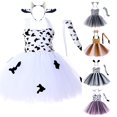 thumbnail image 1 of Xiaoxatg Girl Christmas Dress Tiger Leopard Cow Animal Cosplay Party Tutu for Kids Performance White 7-8 Years, 1 of 8