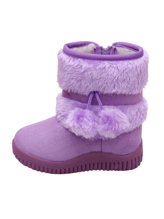 Girls Boots Girls' Winter Boots with Thick Non- Sole Cozy Warm Comfort Footwear for Autumn Season Durable Zipper Closure Design 9.5 Purple