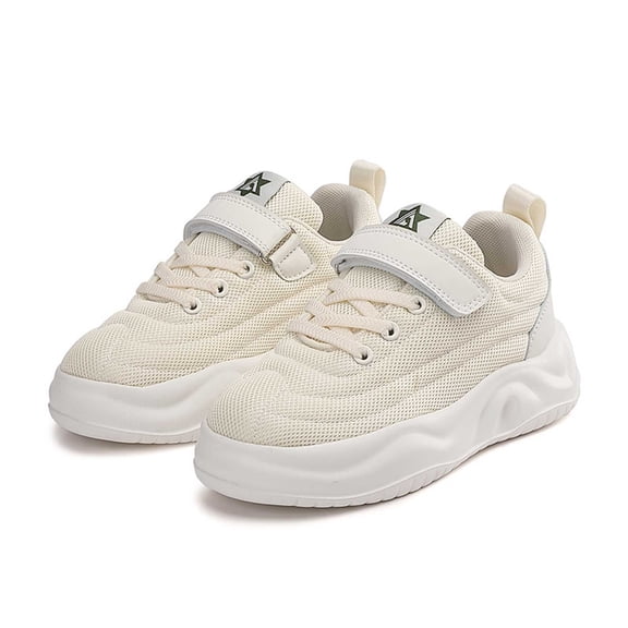 Xiaoxatg Girls Casual Sneakers For Kids Comfortable Lightweight Breathable Fixed Design School Athletic Footwear 12.5-13 Years Beige