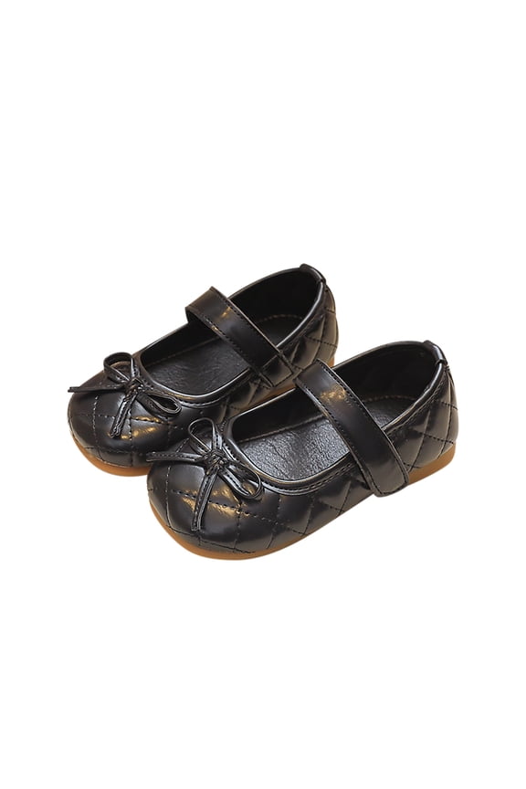 Girls' Flats, Girls Dress Shoes Black Flats Round Toe School Uniform Shoes Non- Sole for Little and Big Girls Black 12-18 Months