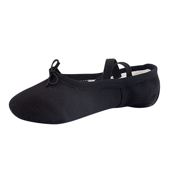 Xiaoxatg Girls Dance Sneakers for Ballet Performance and Indoor Yoga Comfortable Lightweight Flexible Sole 10-10.5 Years Black