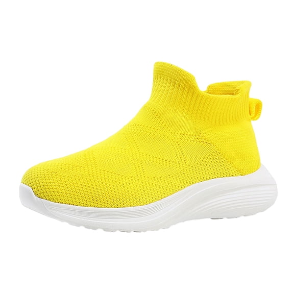 Xiaoxatg Girls Sneakers For Kids Lightweight Breathable Mesh Running Casual Sports Shoes Durable Flexible Design Ideal For Children Age 4 12 Years 10.5-11 Years Yellow
