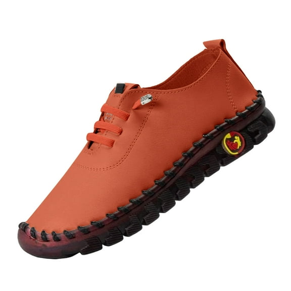 Xiaoxatg Handmade Leather Casual Shoes for Women - Comfortable Flat Sole Walking and Fitness Footwear for Outdoor and Daily Use 10 Brown